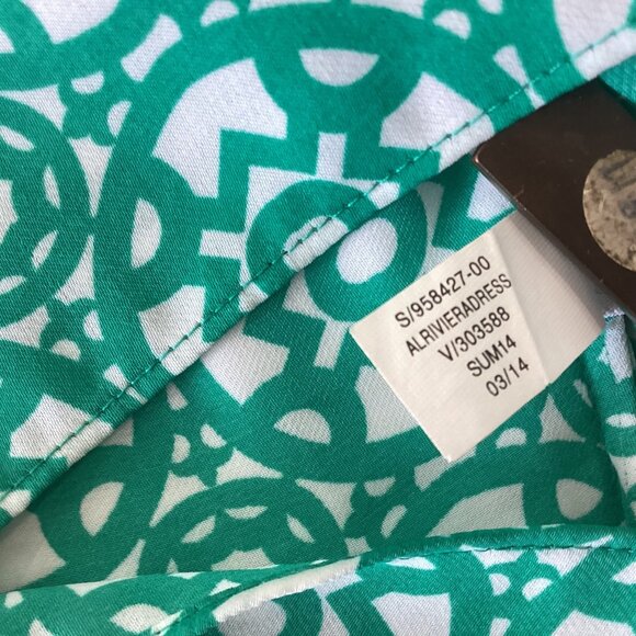 Banana Republic Green & White Print A-Line Dress Size 0 - Picture 6 of 13